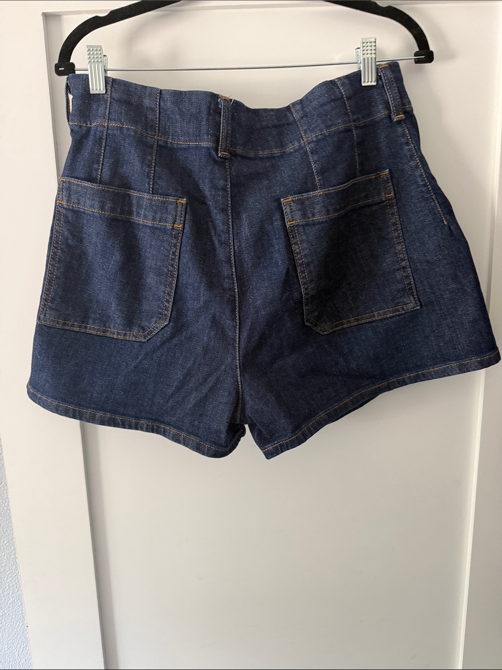 Anthropologie Dark Blue Denim High-Waist Pocket Shorts - Picture 6 of 9